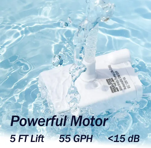 Vista 3 de Bomba de sumidero pequeña automática con sensor de agua, elevación de 5 pies, 55 GPH 115 V/230 V, mini bomba de condensado con interruptor de Blanco
