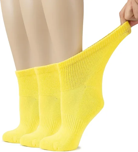 Vista 24 de Hugh Ugoli Calcetines tobilleros de algodón para mujer para diabéticos, anchos, sueltos, elásticos, puntera sin costuras, semiacolchado superior sin