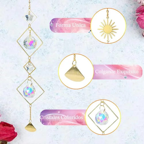 Vista 3 de 6 Piezas de Atrapasueños de Cristales Coloridos con Colgante de Cadena, Bolas de Cristal para Ventana, Hogar, Jardín, Decoración para Navidad, Día