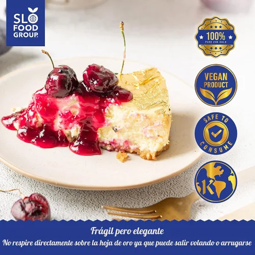 Vista 5 de Slofoodgroup Hoja de oro de 24 Karat Comestible (25 hojas por libro) 3.15x3.15 pulgadas