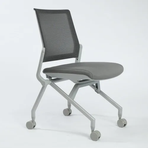 Vista 6 de NBF Signature Series Nestor Sillas de oficina sin brazos, sillas modernas de malla con marco plateado, tela negra, capacidad de 275 libras