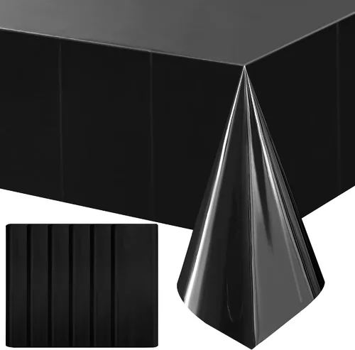 Vista 27 de Just Shimmer 1 mantel de aluminio negro de 54 x 72 pulgadas para cumpleaños, graduación, Halloween, fiesta, mantel de plástico, impermeable