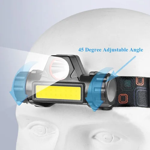 Vista 2 de Linterna frontal LED recargable: potente linterna de cabeza LED, linterna frontal recargable por USB, batería de larga duración para correr