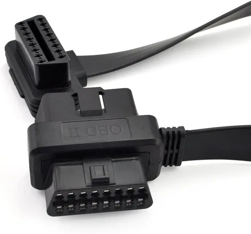 Vista 3 de Cable divisor OBD2 de 20 pulgadas/19.7 in, OBD-II, 16 pines, hembra a macho/hembra, conector de extensión de cable plano, cable de diagnóstico