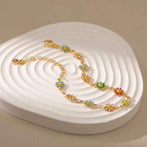 Vista 14 de Delicadas pulseras de oro para mujer, chapado en oro 18, ajustable, mal de ojo, mariposa, cuentas, perla, corazón, turquesa, hecha a mano para mujer