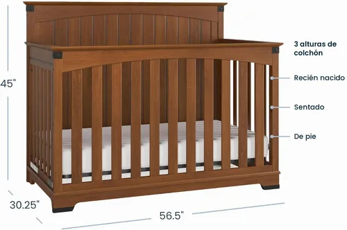 Vista 3 de Child Craft Redmond - Juego de cuna de panel completo, cómoda y cofre de 3 piezas, incluye cuna convertible 4 en 1, cómoda y pecho, crece con tu