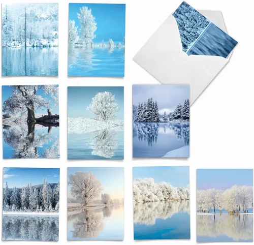 Vista 8 de The Best Card Company - Caja de 10 tarjetas para todas las ocasiones en blanco (4 x 5.12 pulgadas) - Tarjetas de paisaje escénico surtidas - Cloud 9