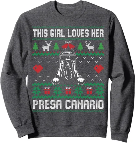 Vista 5 de Presa Canario Girl Cool Ugly Christmas Sudadera para mamá de perro, Negro