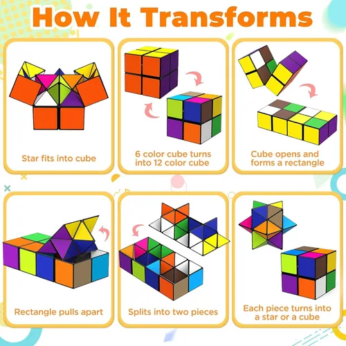 Vista 3 de Star Cube - Juego de cubos mágicos, cubo Yoshimoto 2 en 1 para niños y adultos, juguete para niños y niñas de 8 a 12 años