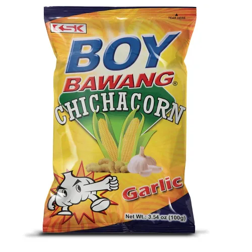 Vista 2 de 3 paquetes Boy Bawang Chichacorn sabor ajo 3.54 onzas por paquete