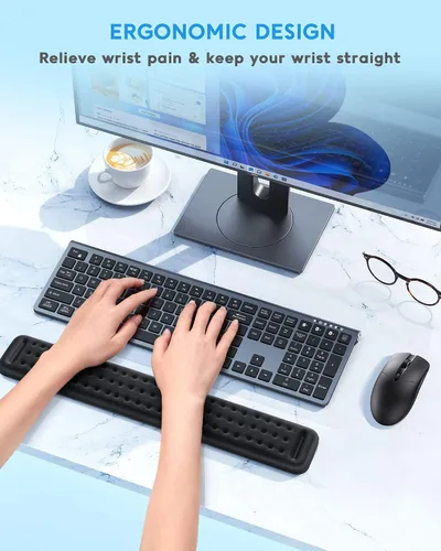 Vista 2 de Lekvey - Reposamuñecas para teclado de computadora, reposamuñecas ergonómico de espuma viscoelástica para aliviar el dolor, almohadilla
