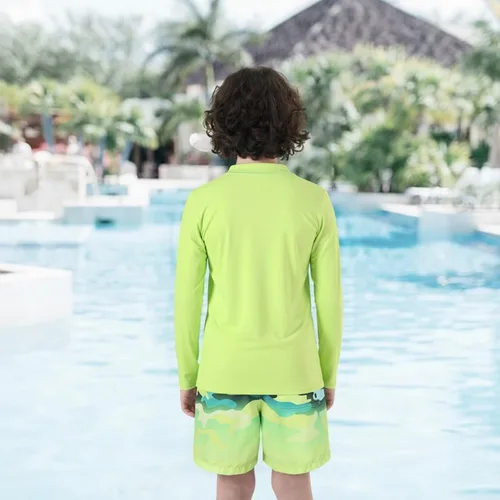 Vista 4 de Conjunto de traje de baño de dos piezas con traje de baño de manga larga para niños