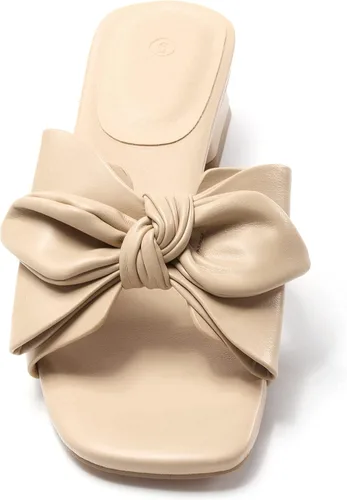 Vista 5 de Sandalias de tacón bajo elegantes con lazo para mujer, sandalias de verano con tacón grueso de bloque y puntera abierta, sandalias sin cordones