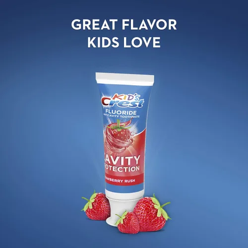 Vista 6 de Crest Pasta de dientes con flúor para protección de caries para niños, fresa, 4.2 onzas