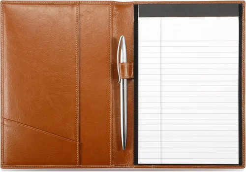 Vista 16 de Portafolios Junior de Cuero para Hombres y Mujeres con Presilla para Bolígrafo, Piel de Becerro Italiana, Carpeta Portafolio de Negocios