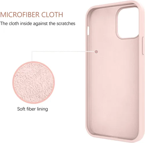 Vista 6 de DUEDUE Funda para iPhone 12 Pro Max de 6.7 pulgadas, silicona líquida de gel suave, funda delgada con forro de tela de microfibra, funda protectora