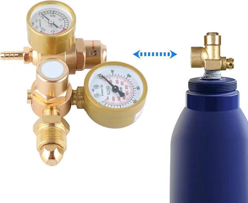 Vista 3 de Regulador de soldadura de gas para argón CO2 Dispositivo de medición de alta presión de 4500 PSI con medidor de flujo Regulador de gas soldador