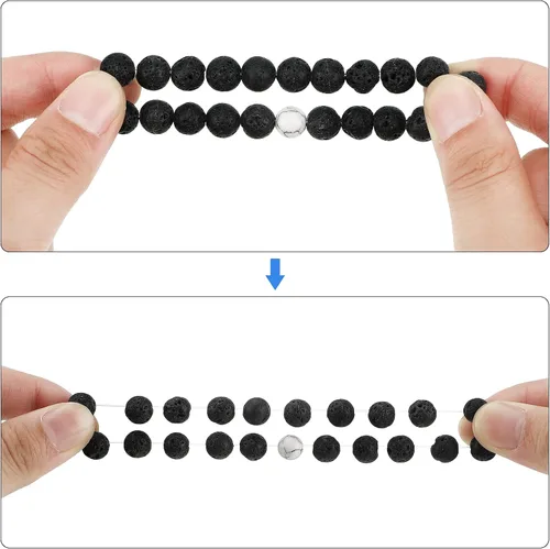 Vista 2 de Juego de 4 pulseras de mal de ojo, pulseras de cuentas Hamsa con dije de chakra, pulsera elástica para mujeres, adolescentes y niñas