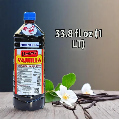 Vista 2 de Danncy Vanilla Dark 33.8 fl oz (1 L) - Auténtico sabor a vainilla mexicana para hornear y postres