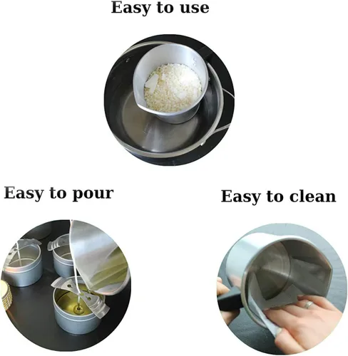 Vista 8 de Yarlung Olla para hacer velas de 4 libras, jarra de fabricación de velas de construcción de aluminio, jarra de cera sin goteo con mango resistente