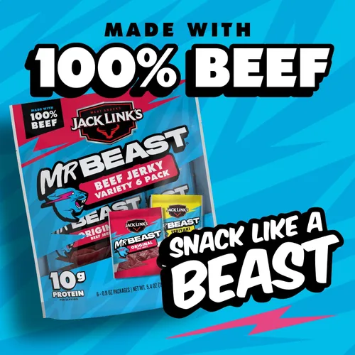 Vista 5 de Jack Link's MrBeast Original y Teriyaki - Cecina de res (paquete de 6) 5.4