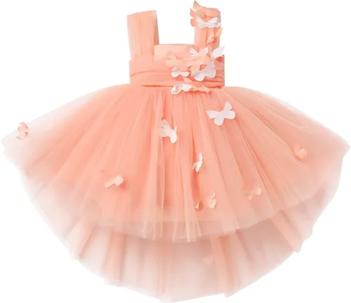 Vista 4 de Vestido de mariposa para niña pequeña, sin mangas, vestido de tul de mariposa, vestidos de cumpleaños, concursos de boda, fiesta, vestidos altos