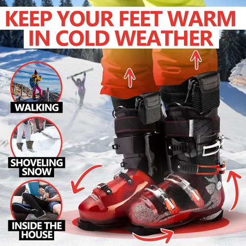 Vista 3 de Calcetines térmicos eléctricos calientes, calentadores de pies para el invierno que funcionan con pilas, para hombres y mujeres adultos. Los