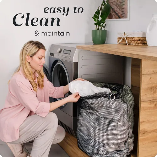 Vista 5 de Bolsa de lavandería de malla XL de Handy Laundry - Duradera, lavable a máquina con cierre de cordón seguro - Perfecta para dormitorios Negro