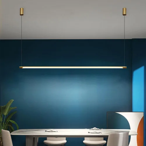 Vista 6 de Lámpara colgante lineal LED, moderna, ajustable, altura de suspensión, decoración interior, accesorio de iluminación de 3 modos de temperatura