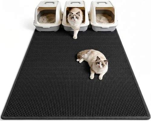 Vista 17 de Pieviev - Alfombrilla grande para arena de gato Negro