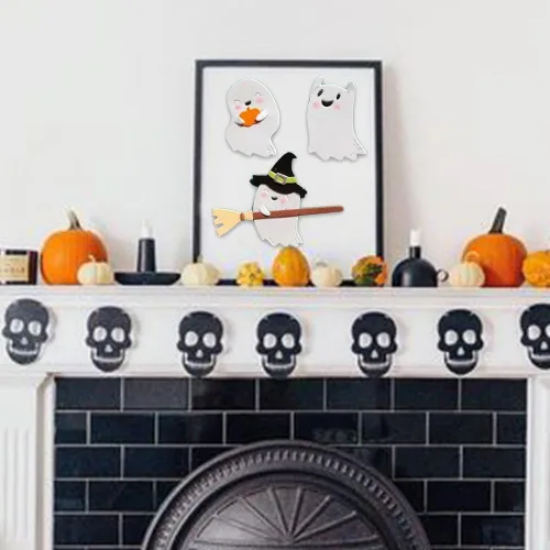 Vista 4 de Troqueles de metal plateado para Halloween, troqueles de corte fantasma, noche de fantasma, calabaza en relieve, plantilla para álbumes de recortes