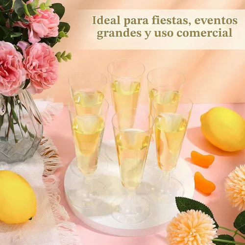 Vista 5 de CHENGU Paquete de 200 copas de champán de plástico de 5 onzas, copas de vino desechables para tostar, copas de champán para bodas, fiestas, copas