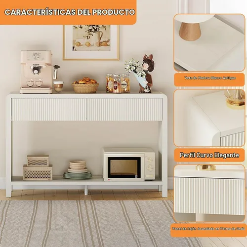 Vista 4 de FATORRI Mesa consola de entrada con 2 cajones, moderna mesa de sofá para sala de estar, mesas de sofá detrás del sofá y mesas de pasillo