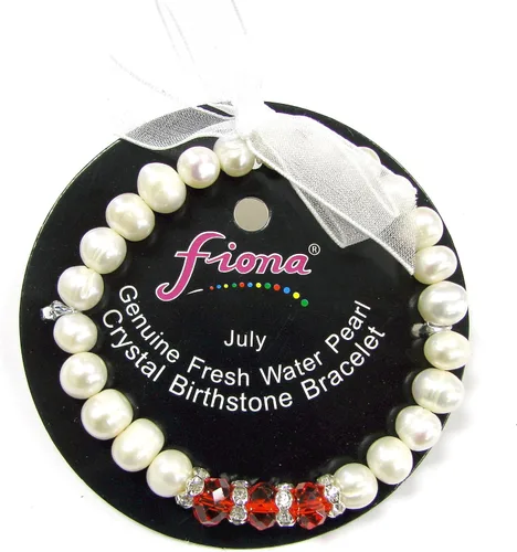 Vista 3 de Linpeng Elegante pulsera de piedra natal de perlas cultivadas de agua dulce para mujer, color rojo, 7 5 pulgadas de EE. UU