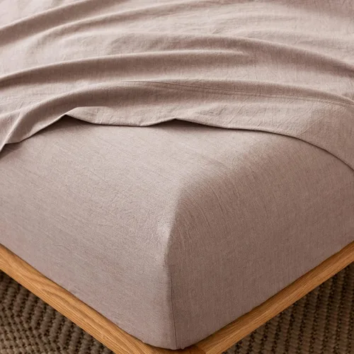 Vista 11 de MooMee Sábana bajera ajustable de solo 100% algodón lavado con textura parecida al lino, transpirable, duradera, suave, cómoda, bolsillo profundo