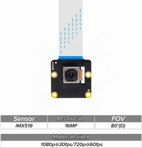 Vista 2 de UCTRONICS Módulo de cámara Raspberry Pi de 16MP, cámara de enfoque automático IMX519 PDAF y CDAF para Raspberry Pi 5, 4, Zero 2W