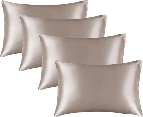 Vista 116 de BEDELITE Funda de almohada de satén para cabello y piel, súper suave y refrescante similar a las fundas de almohada de seda, paquete de 2 con cierre