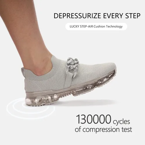 Vista 2 de LUCKY STEP Tenis con cámara de aire a la moda para mujer, transpirables, informales, cómodos y ligeros, para caminar