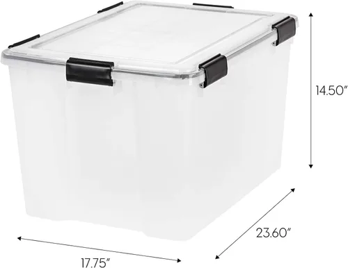 Vista 3 de IRIS USA, Inc. IRIS USA UCB-LDD Caja de almacenamiento de la intemperie, 74 qt, claro, 4 pack