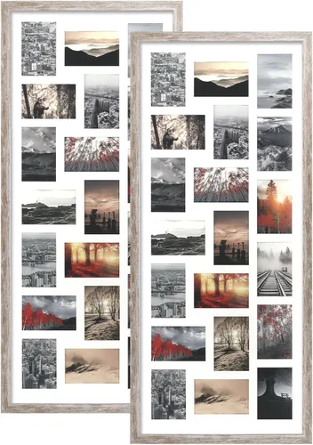 Vista 11 de QUTREY Juego de 2 marcos de fotos de collage negro de 4 x 6, 8 aberturas enmarañadas para fotos de 4 x 6 para mostrar 16 fotos múltiples para pared