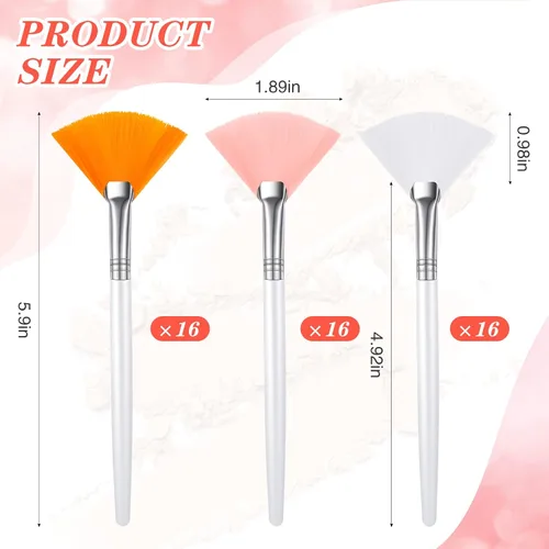 Vista 2 de 48 cepillos de abanico para aplicadores faciales, multiusos, para maquillaje, máscara facial, aplicador de cepillo suave para mujeres y niñas