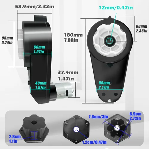 Vista 4 de JRRXM 2 unidades de alta velocidad 24V RS555 35000RPM engranajes de acero rápido caja de cambios para ruedas eléctricas actualización de motor