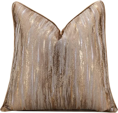 Vista 8 de vctops Fundas de almohada decorativas doradas de jacquard cuadradas, fundas de almohada para cama, sofá, silla, automóvil, decoración del hogar
