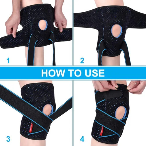 Vista 4 de Rodillera para mujeres y hombres, talla grande, con estabilizadores laterales y almohadilla de gel para rótula para aliviar el dolor de rodilla