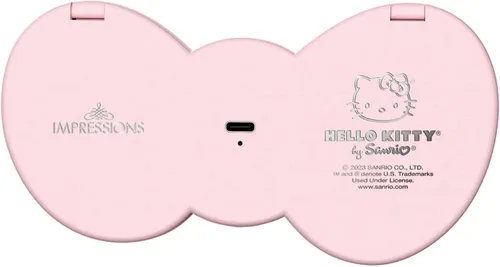 Vista 3 de Impressions Vanity - Espejo compacto LED con lazo de Hello Kitty, bonito espejo de maquillaje de viaje de doble cara, botón táctil suave con apagado