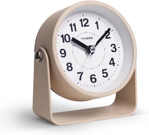Vista 8 de TIMESS - Reloj despertador analógico con repetición y luz, silencioso sin tictac, color negro