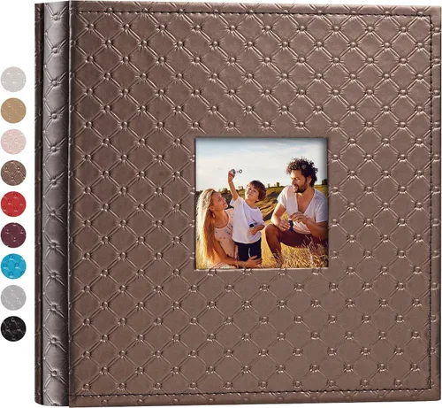 Vista 31 de Mublalbum Álbum de fotos pequeño de 4 x 6 pulgadas, 100 fotos, cubierta de cuero, libro de fotos con bolsillos horizontales para bebé, boda, Negro