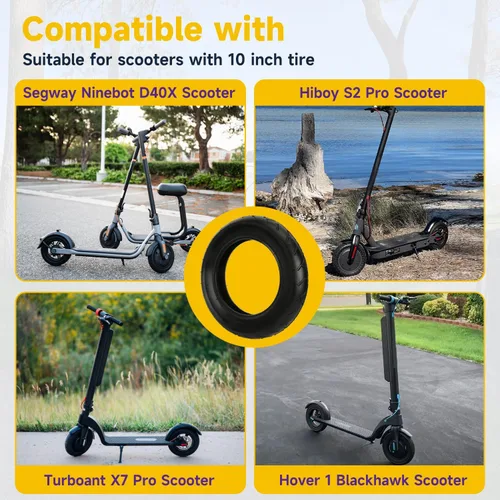 Vista 3 de HIAORS Juego de neumático y cámara de aire 10x2.125 de repuesto para patinete eléctrico Segway D40X F20 F30 F40, neumático de 25 cm para Gotrax G4