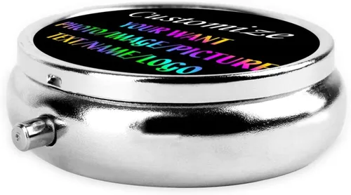 Vista 3 de Pastillero cuadrado personalizado para tu propia imagen, texto/foto, pastillero portátil de metal para medicamentos, organizador de vitaminas