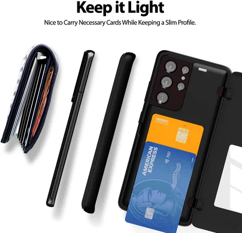 Vista 6 de GOOSPERY Parachoques Magnético Compatible con Galaxy S21 Ultra, Funda Tipo Billetera con Porta Tarjetas, Cierre Automático por Imán, Protección